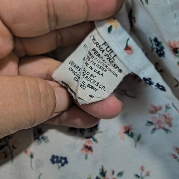 VTG Sears Perma Prest Floral Full Size Flat Sheet - Picture 4 of 5